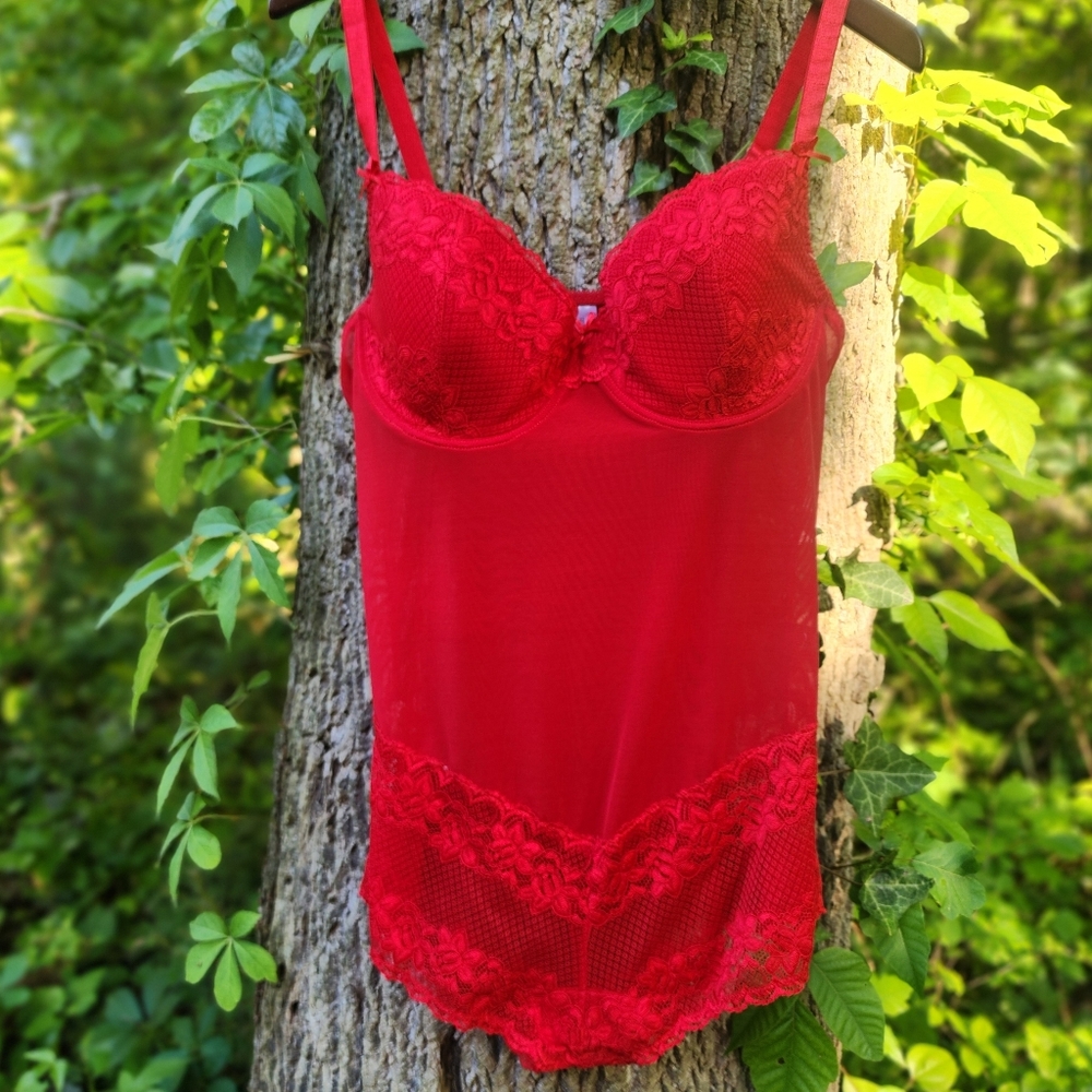 BODY FORM RED LINGERIE BODYSUIT